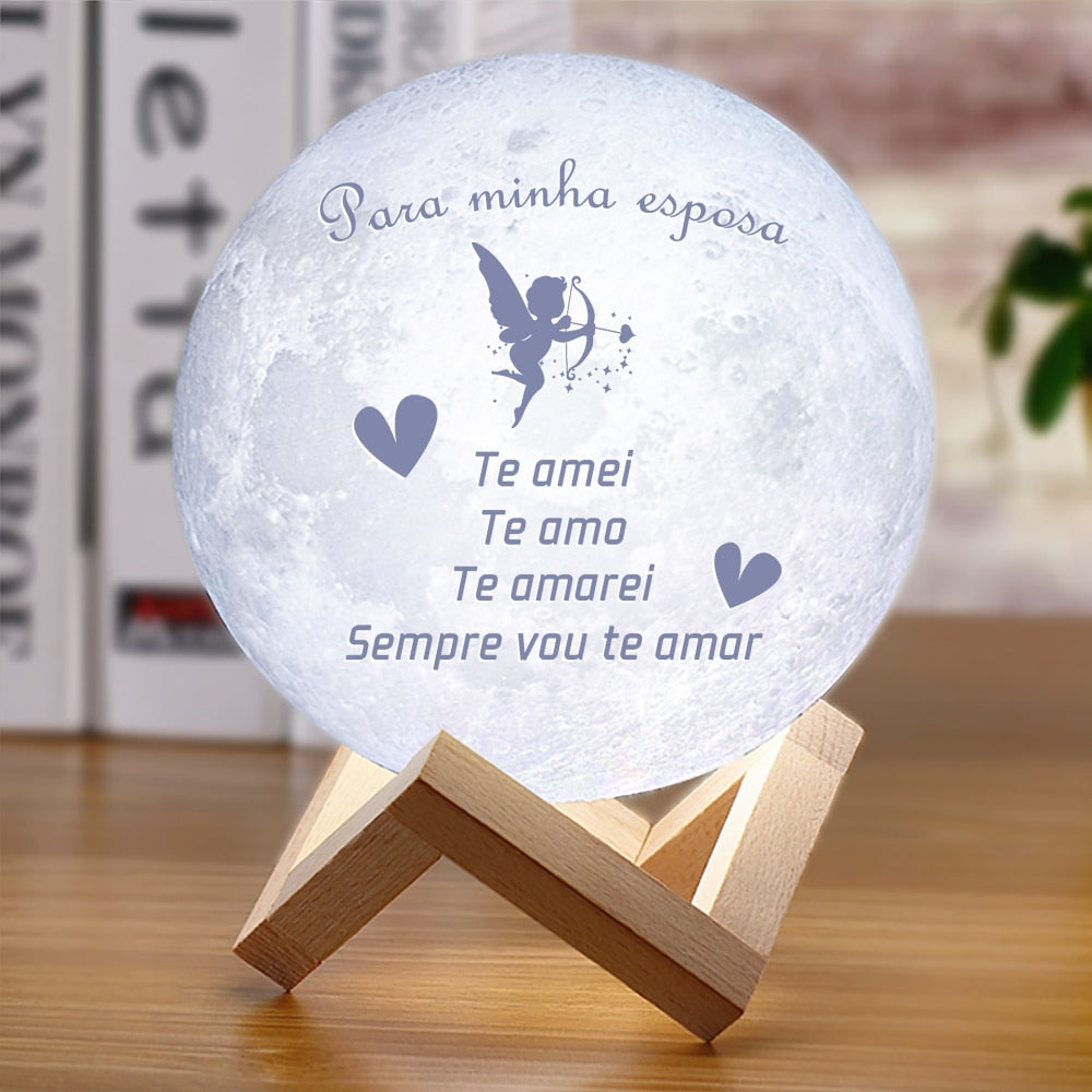 3D moon lamp with text