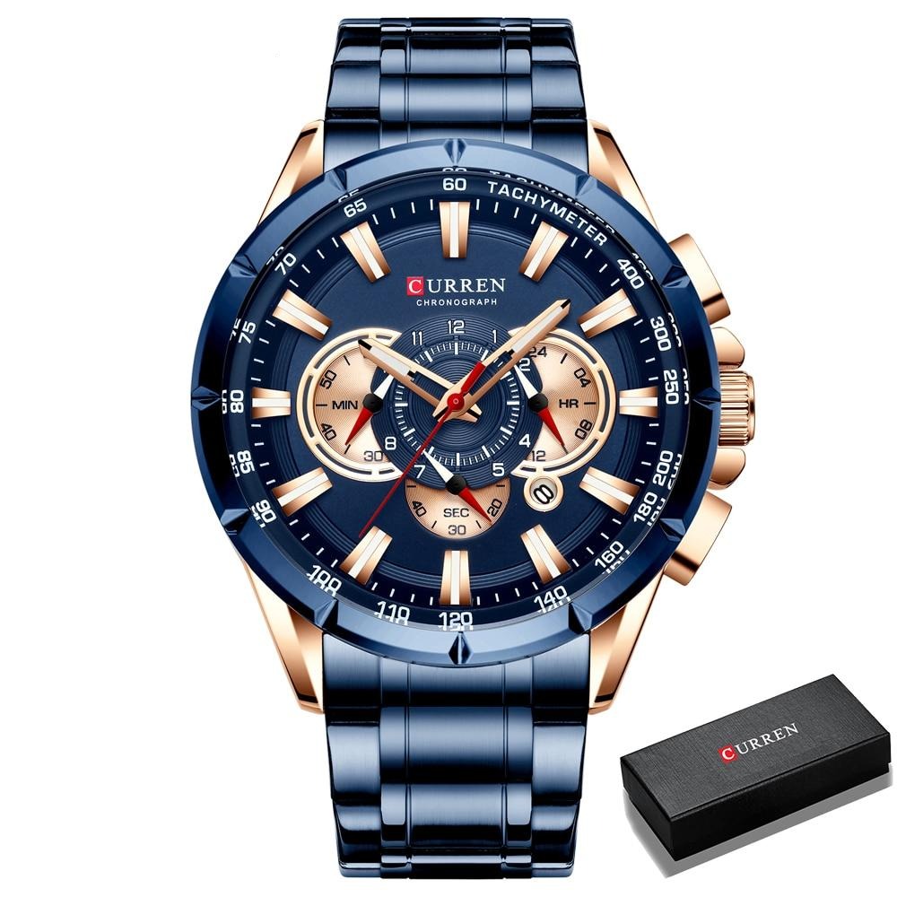 Curren 3 Dials Chronograph Luxury Wristwatch