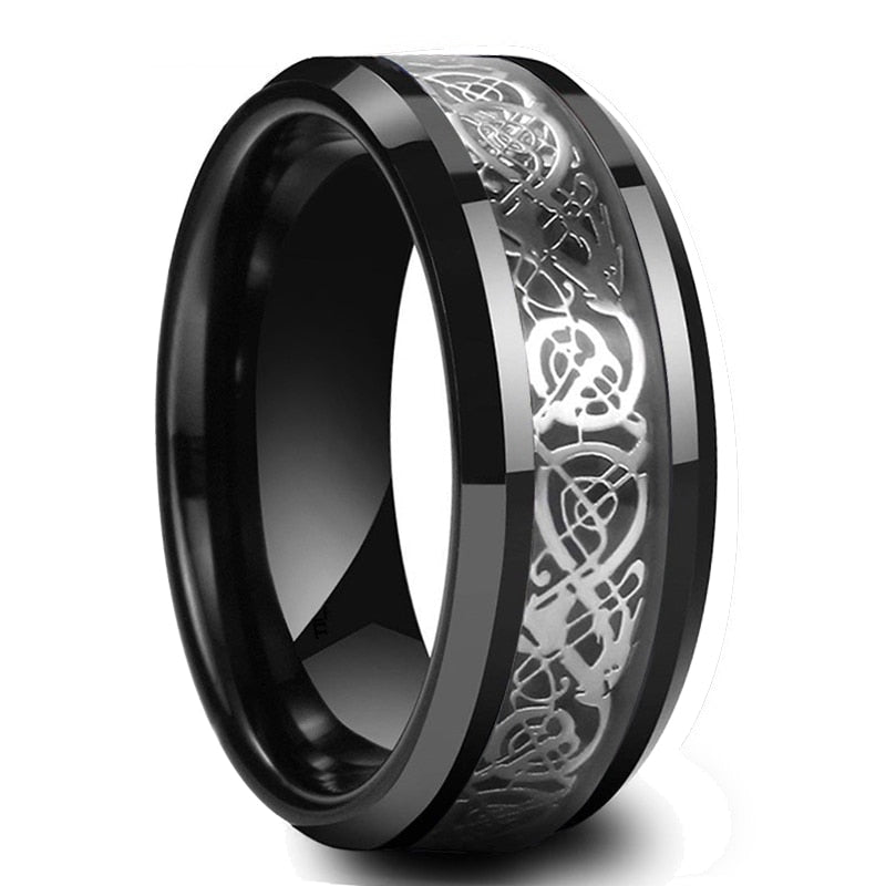 Carbon Fiber Celtic Dragon Ring