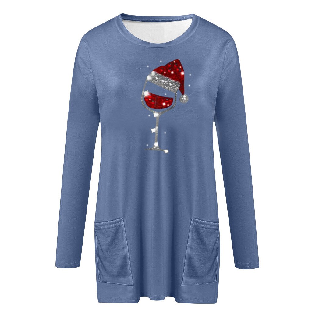 Wine &amp; Santa Hat Sweatshirt for Women