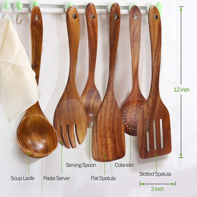 Natural Teak Cookware Set
