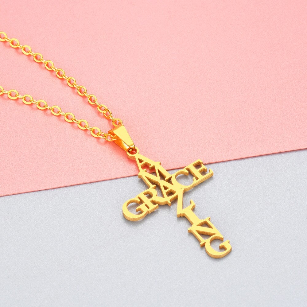 Amazing Grace Cross Necklace