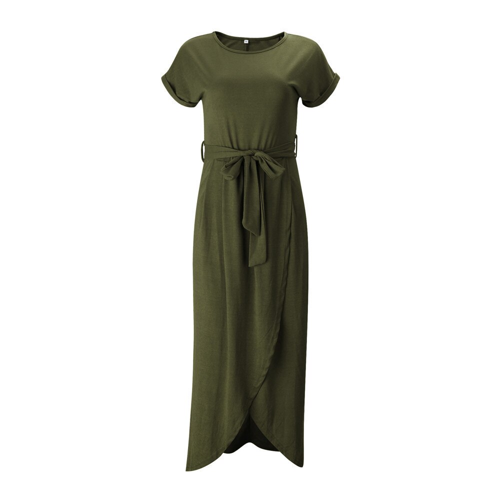 Short Sleeve Round Neck Maxi Dress