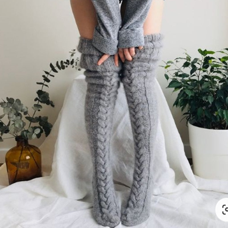 Knitted socks over the knee
