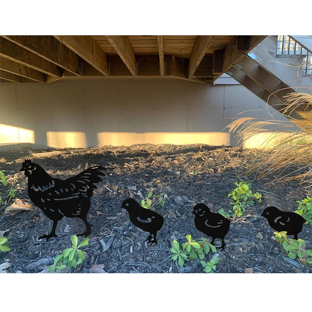 Chicken set - 4-piece decoration set for indoors and outdoors!