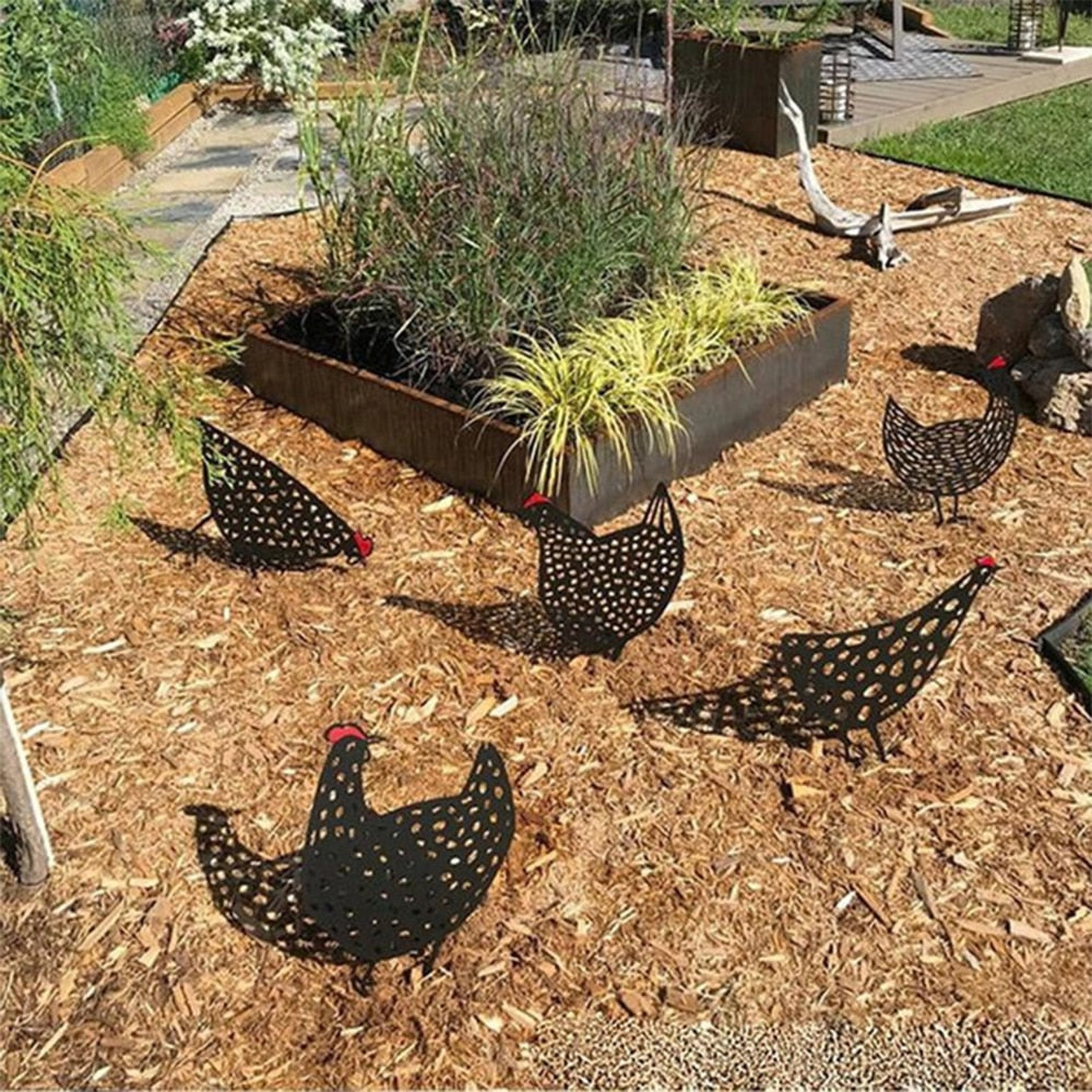Chicken set - 4-piece decoration set for indoors and outdoors!