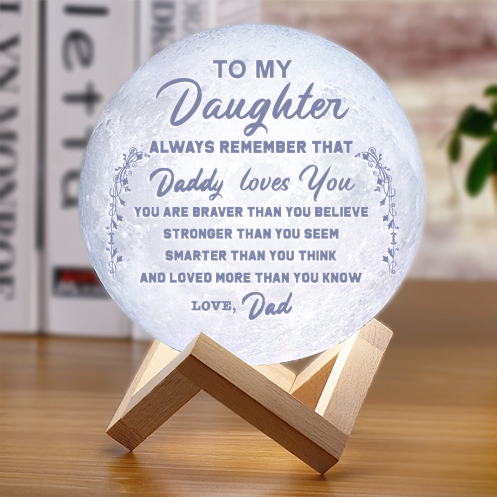 3D moon lamp with text