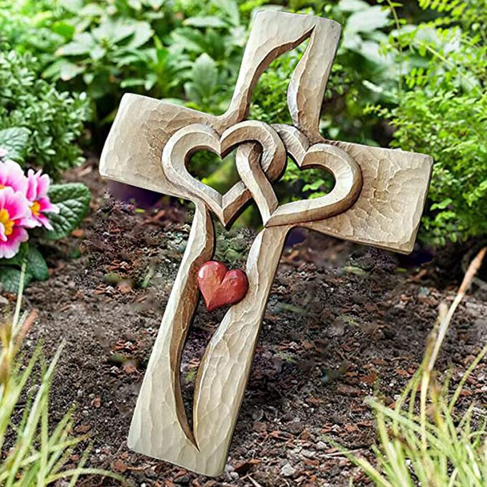 Entwined Hearts | Carved Wooden Cross