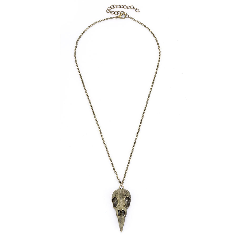 Crow Head Skull Pendant Necklace
