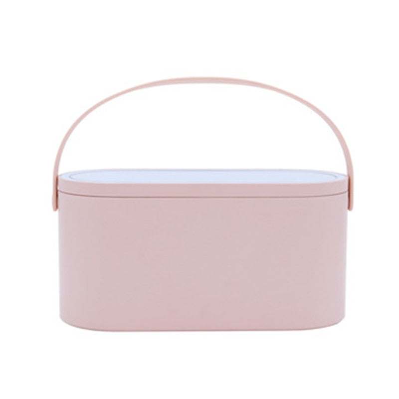 Portable makeup organizer with LED light