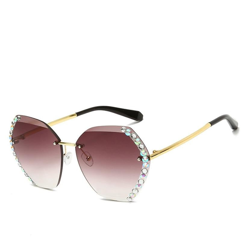 Rimless Rhinestone Sunglasses