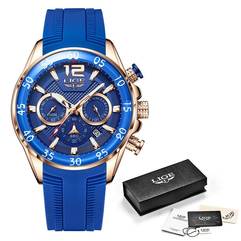 LIGE Luxury Chronograph Sports Watch