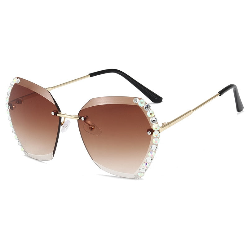 Rimless Rhinestone Sunglasses