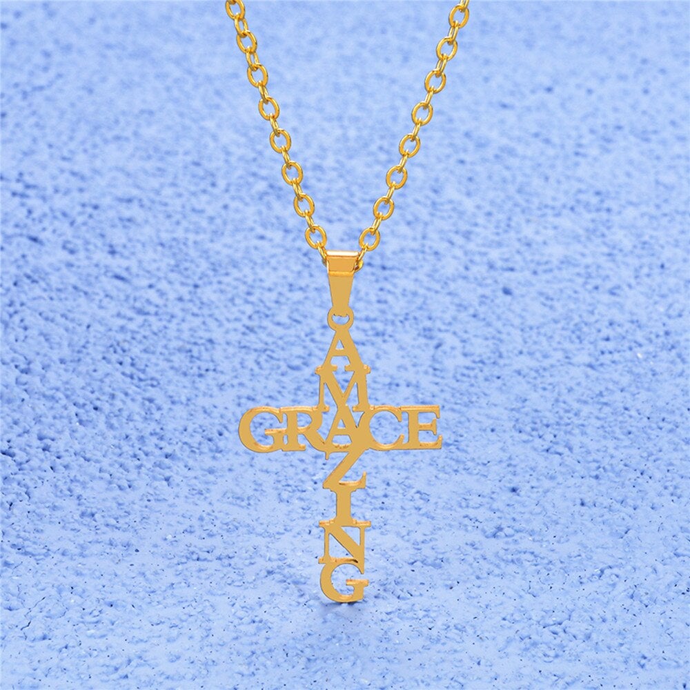 Amazing Grace Cross Necklace