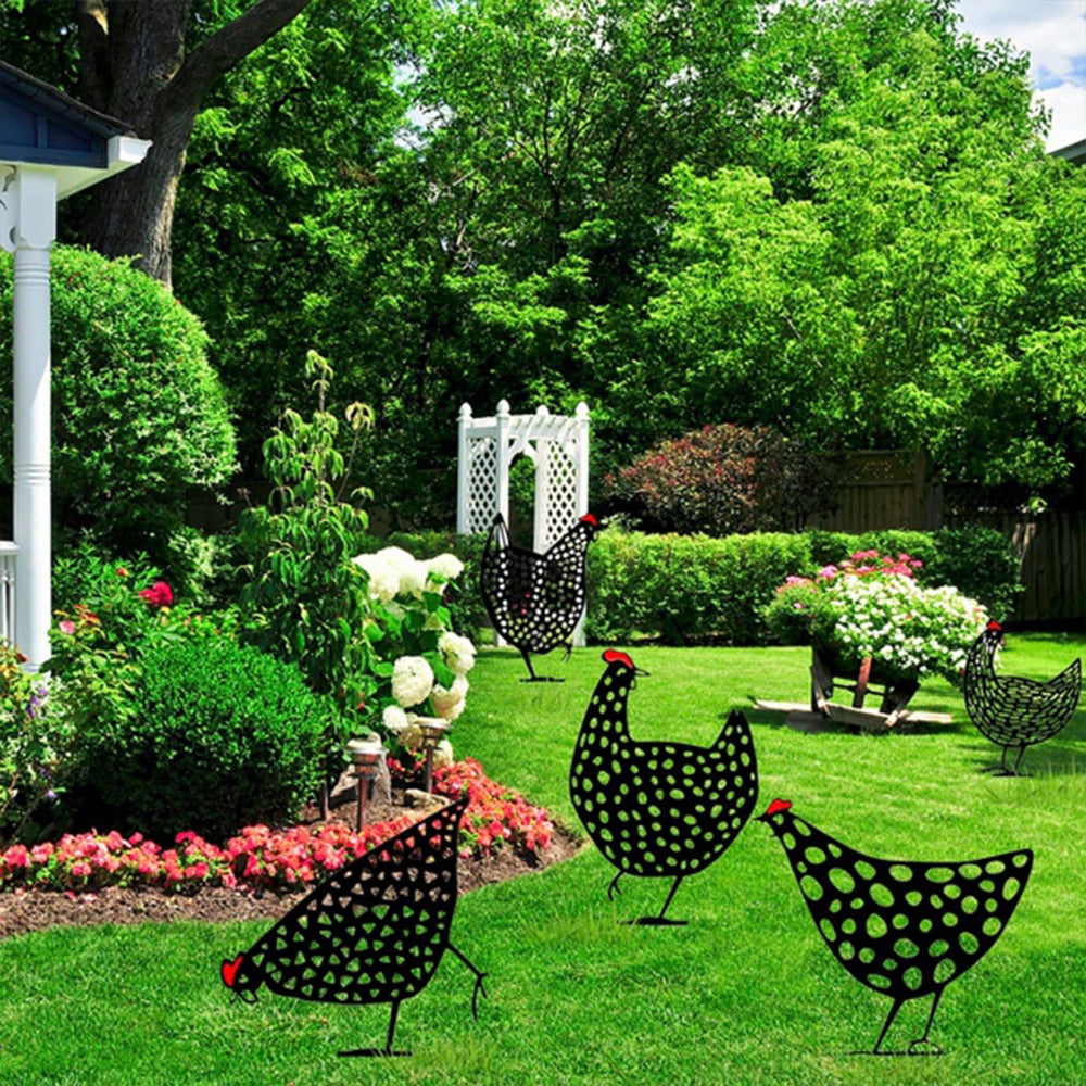 Chicken set - 4-piece decoration set for indoors and outdoors!
