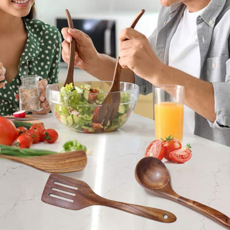 Natural Teak Cookware Set