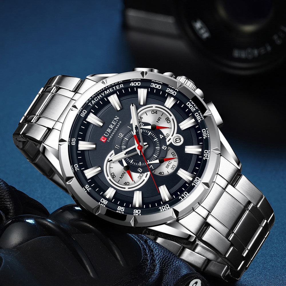 Curren 3 Dials Chronograph Luxury Wristwatch