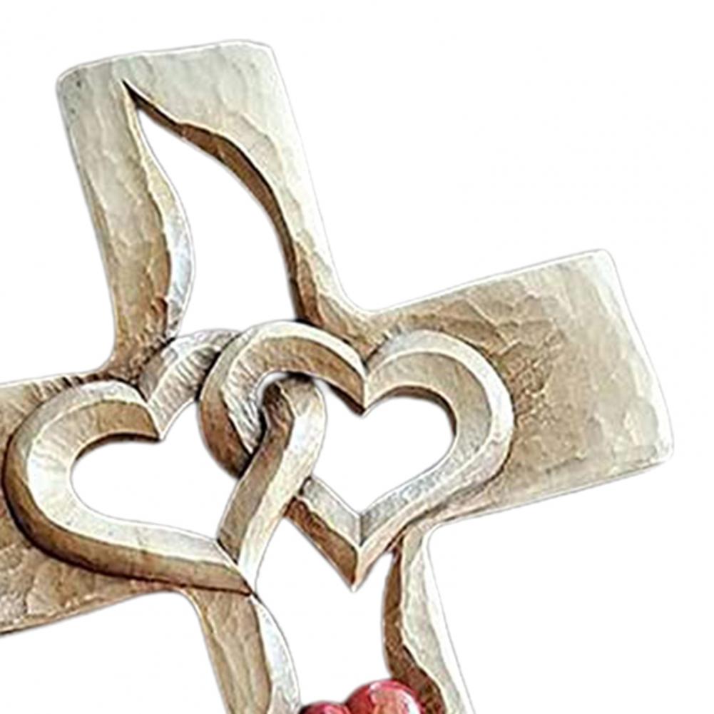 Entwined Hearts | Carved Wooden Cross
