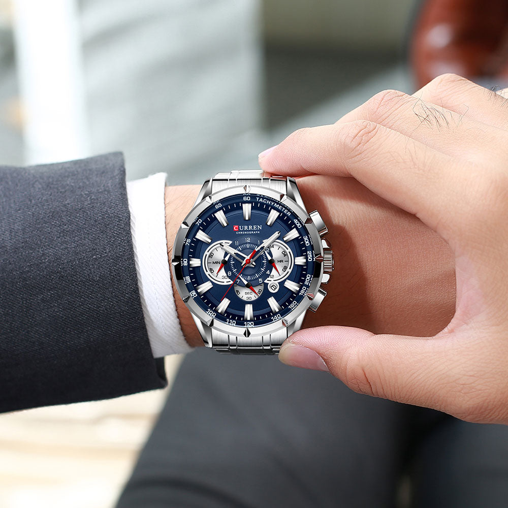 Curren 3 Dials Chronograph Luxury Wristwatch