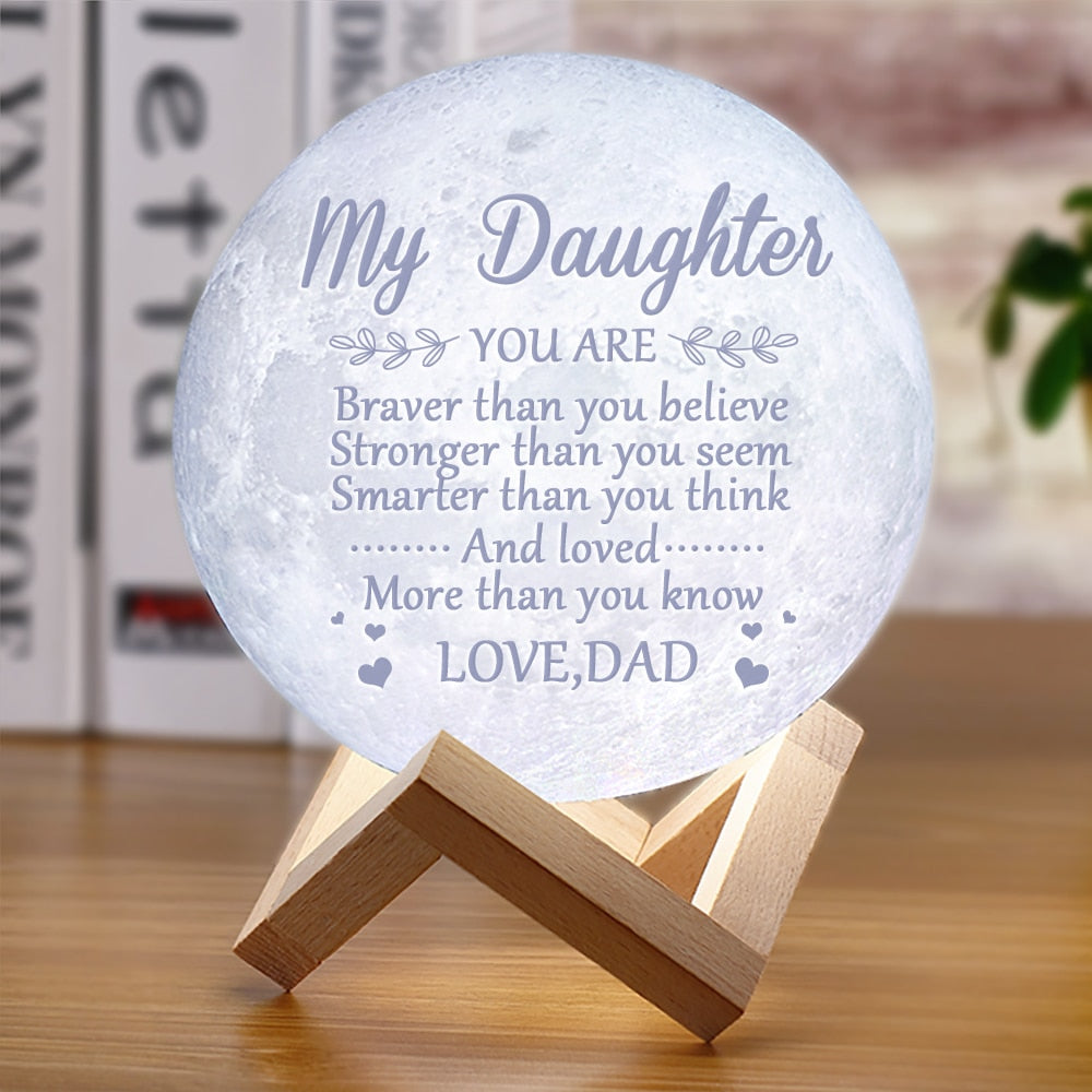 3D moon lamp with text