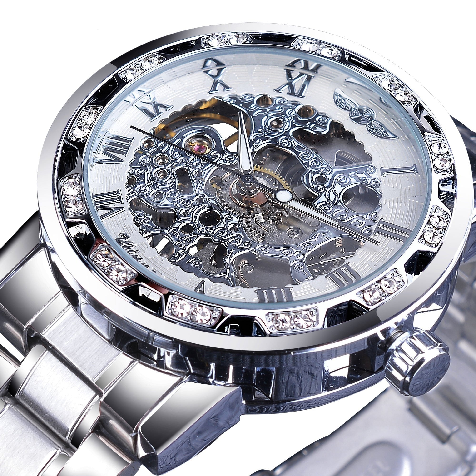 Retro luminous skeleton mechanical watch