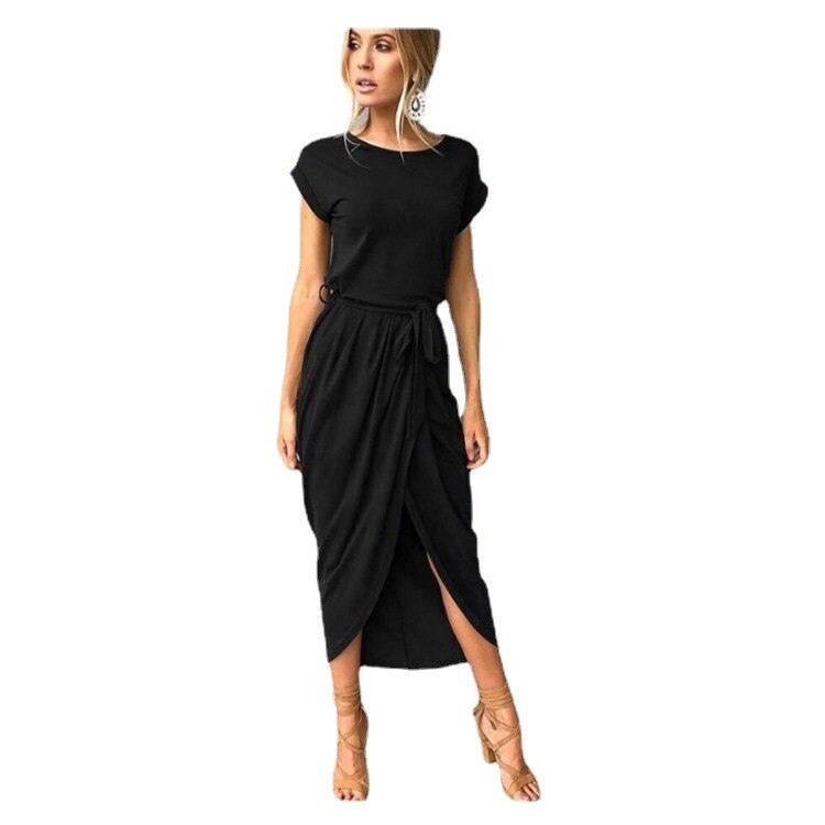 Short Sleeve Round Neck Maxi Dress