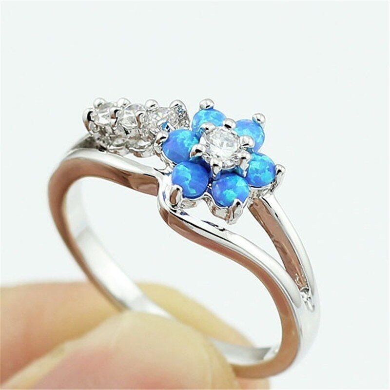 Flower Opal Crystal Ring