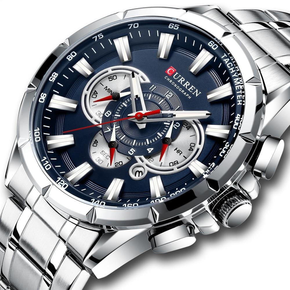 Curren 3 Dials Chronograph Luxury Wristwatch