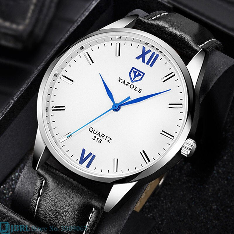 Men's Leather Bracelet Wristwatch
