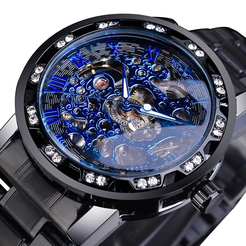 Retro luminous skeleton mechanical watch