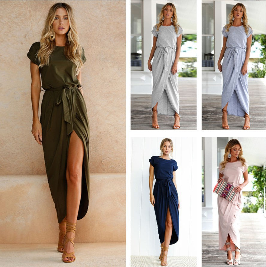 Short Sleeve Round Neck Maxi Dress