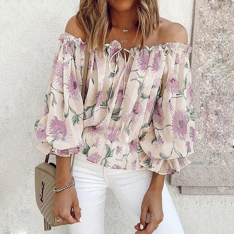 Floral Blouse with Ruffled Sleeves
