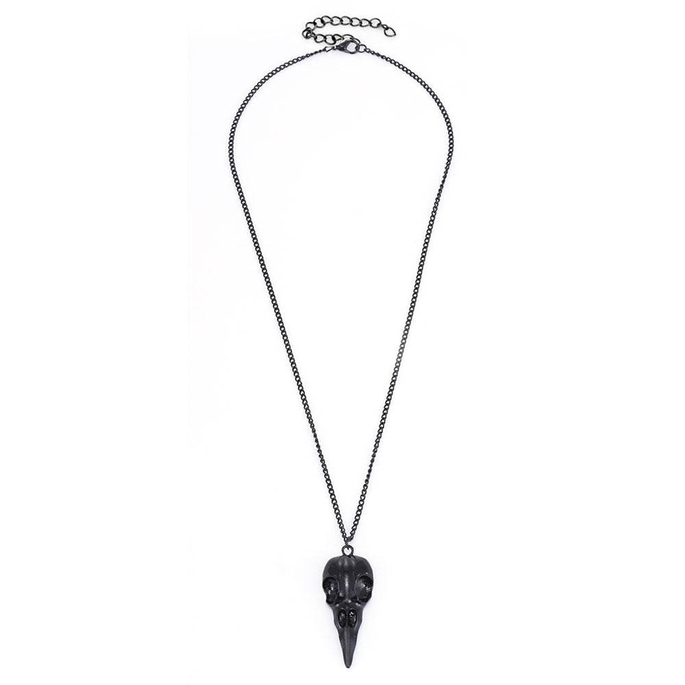 Crow Head Skull Pendant Necklace