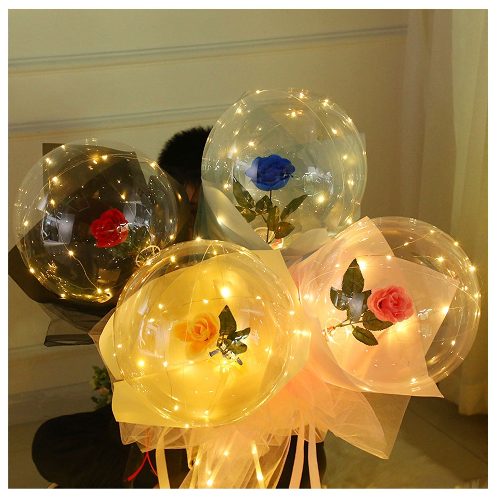 LED Luminous Balloon Rose Bouquet (Do-it-yourself package)