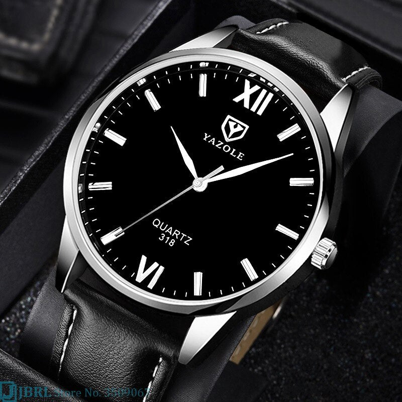 Men's Leather Bracelet Wristwatch
