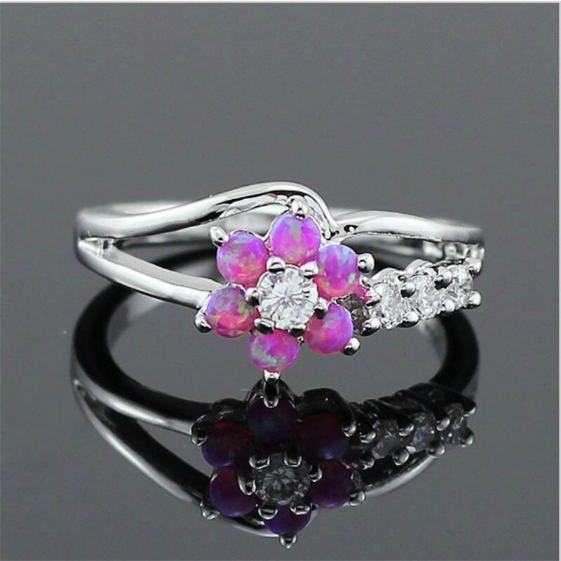 Flower Opal Crystal Ring