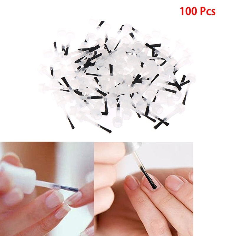 Replacement Nail Polish Applicator Brushes (100 Pieces/Set)
