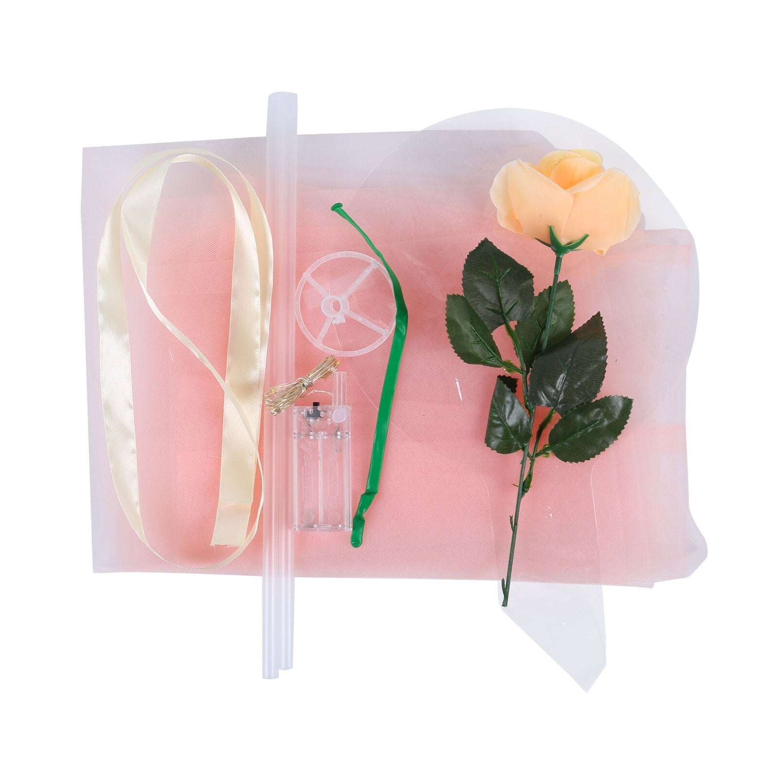 LED selvlysende rosebukett med ballong (gjør-det-selv-pakke)