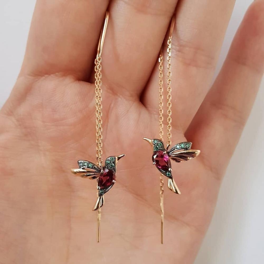 Elegant Hummingbird Rhinestone Earrings