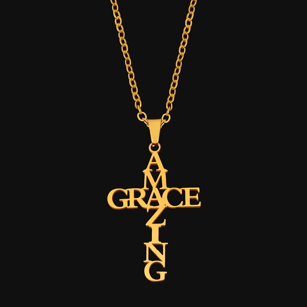 Amazing Grace Cross Necklace
