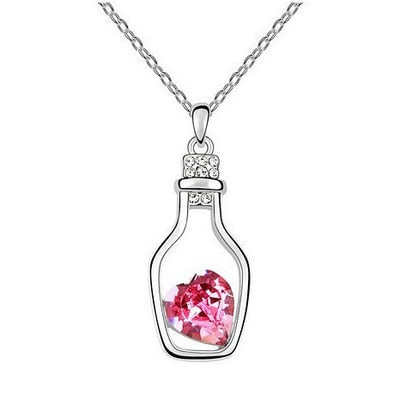 Drift Bottle Crystal Heart Necklace