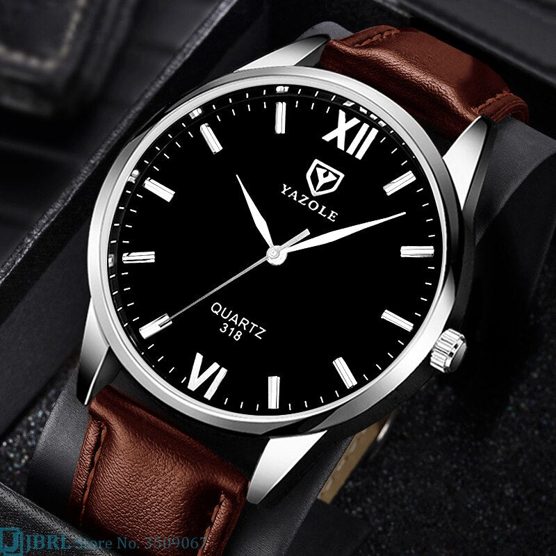 Men's Leather Bracelet Wristwatch
