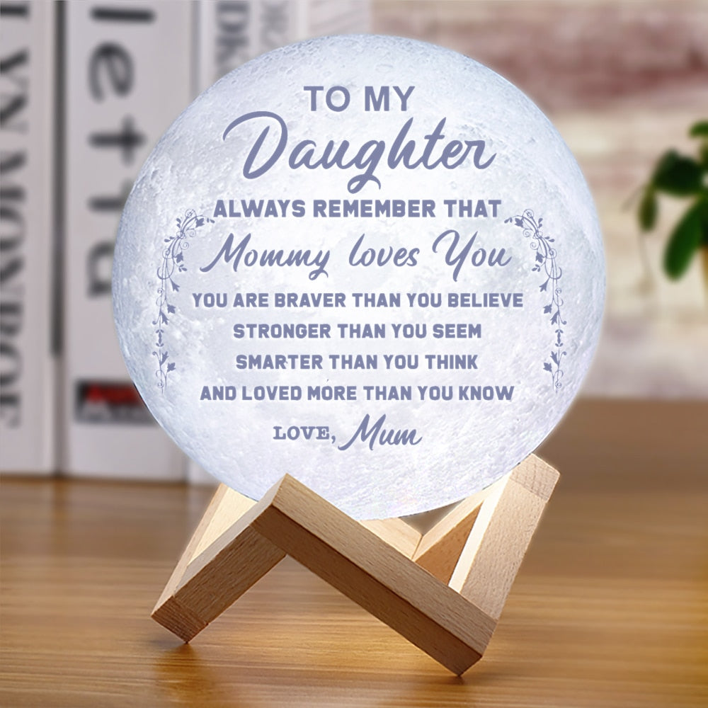 3D moon lamp with text