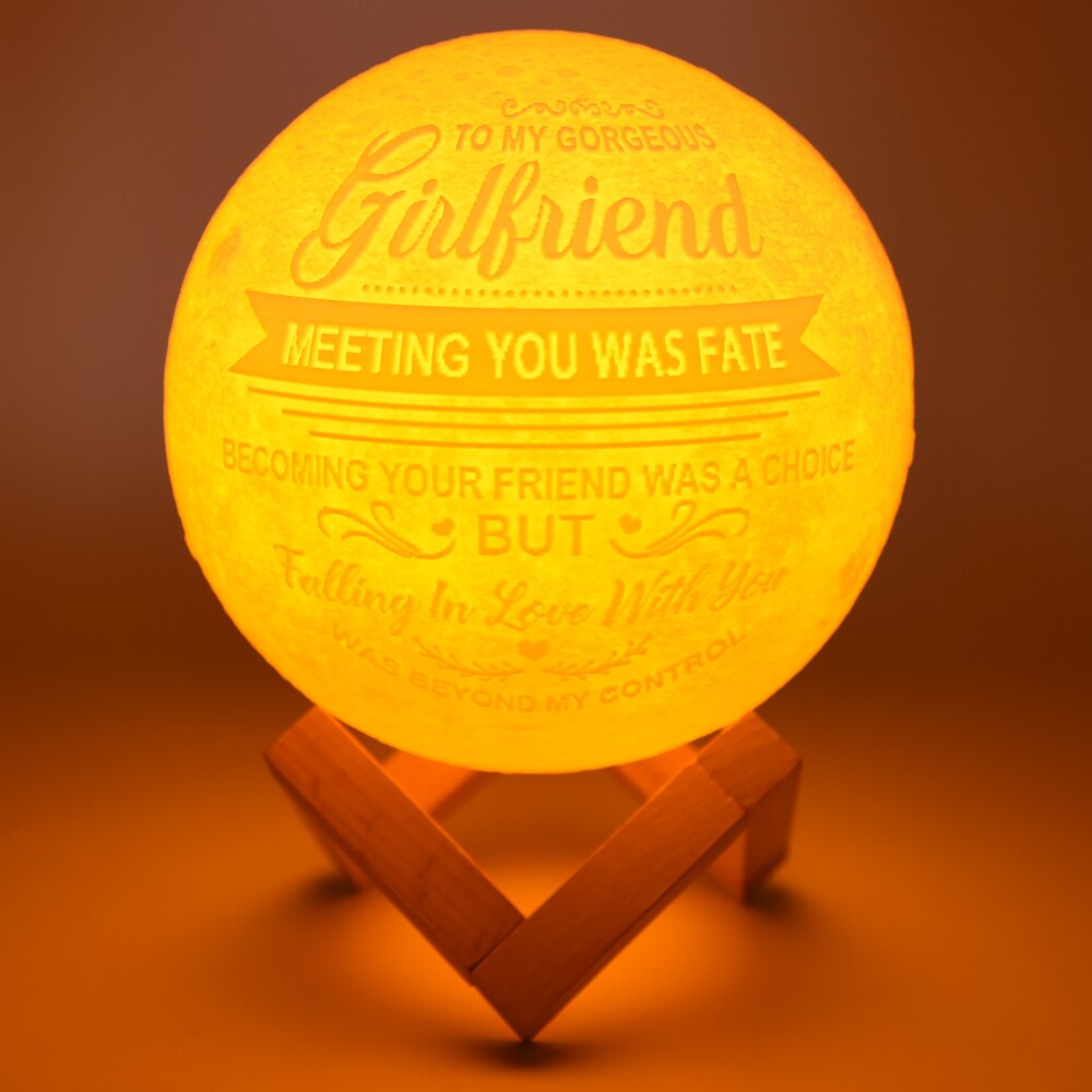 3D moon lamp with text