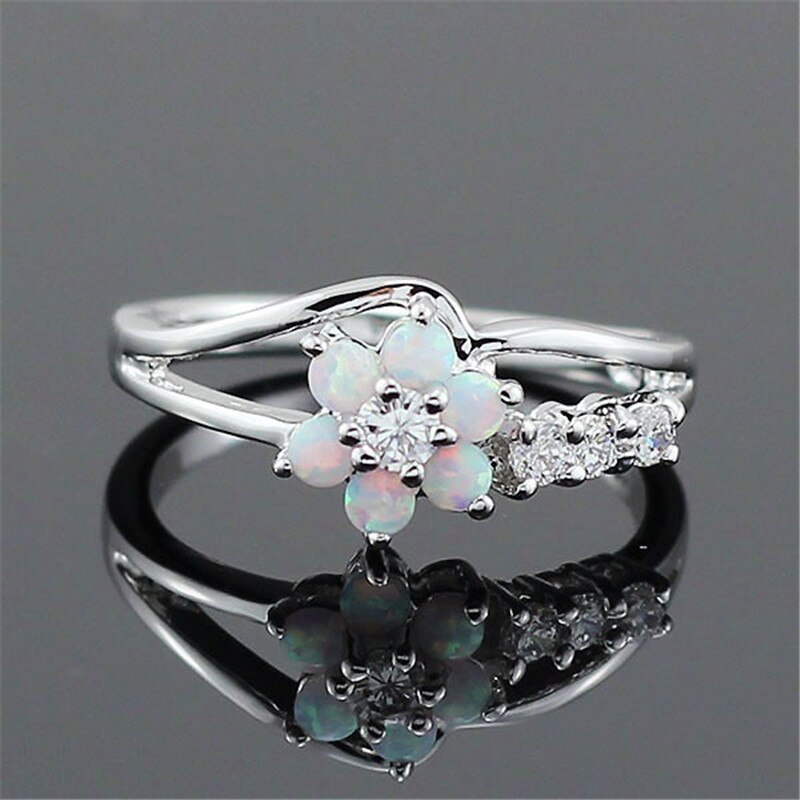 Flower Opal Crystal Ring