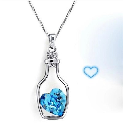 Drift Bottle Crystal Heart Necklace