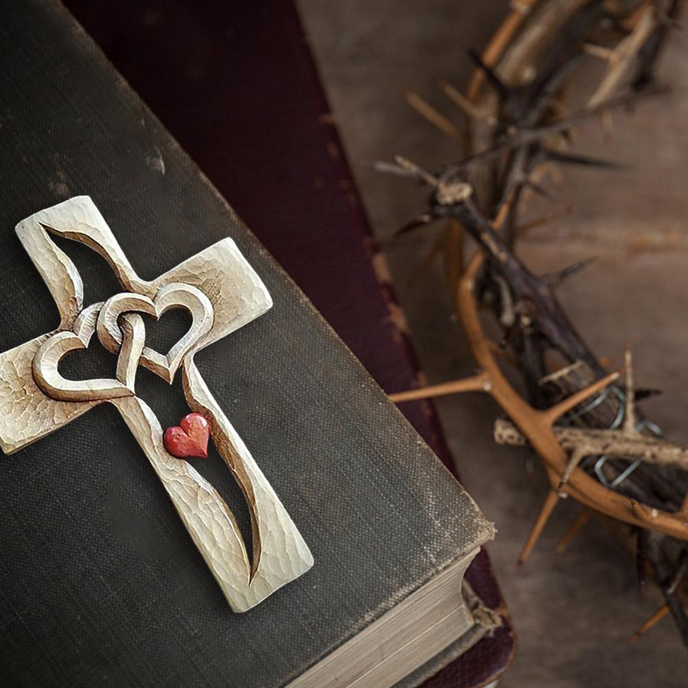 Entwined Hearts | Carved Wooden Cross