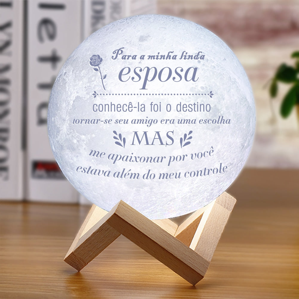 3D moon lamp with text