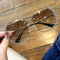 Rimless Rhinestone Sunglasses