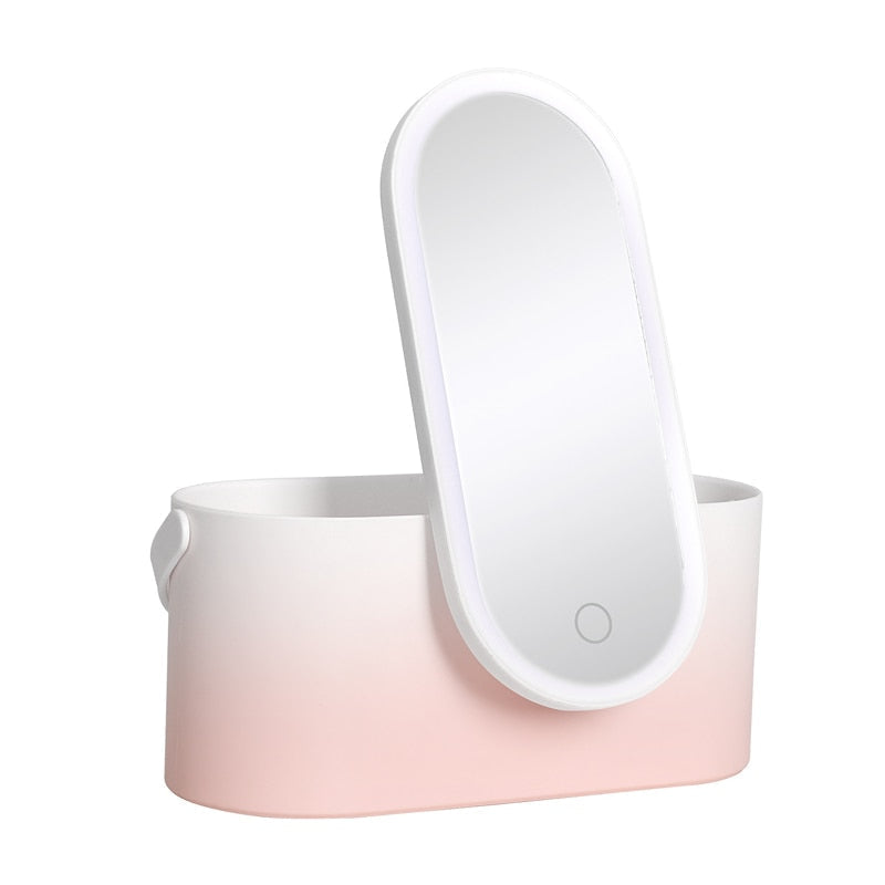 Portable makeup organizer with LED light